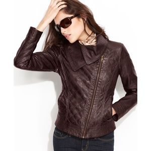 Guess Women's Moto Jacket Asymmetrical Quilted